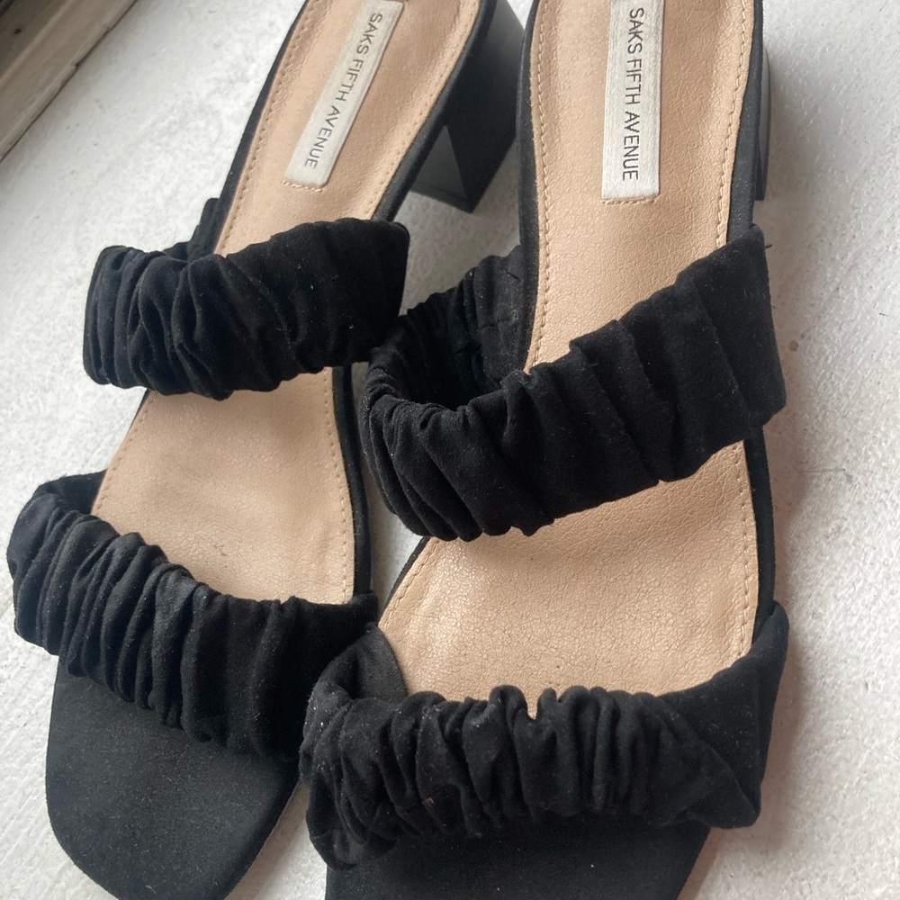 Saks Fifth Avenue Black Ruffled Heels